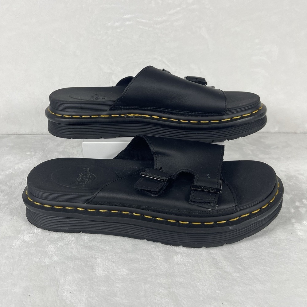 Dr. Martens Dax Slide Sandals Mens Size 9 Black Leather AirWair Sole Women's 10 - Picture 1 of 8